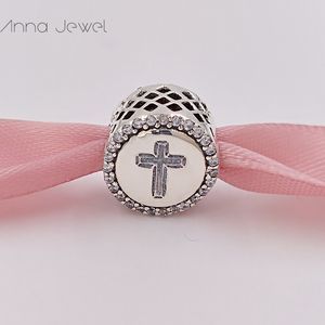 Charms do przebijania biżuterii Kit wiara Cross Pandora 925 Sterling Silver Cross Bransoletki Kobiety Męskie Bransoletki Koralik Naszyjnik Urodziny Prezent Eng792016 KZ