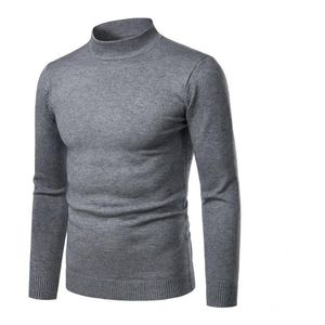 Camisolas masculinas Outono Moda Camisola Meia Turtleneck Cor Sólida Homens Casuais Slim Fit Mock Neck Top Brand Pullovers