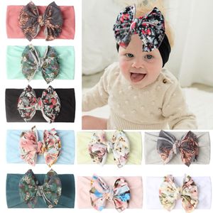 Boho Floral Stampe Nylon Baby Fascia, Cotton Hair Bows Fascia, Nylon Girls Head Wraps Newborn Knotbow Turban Headwear