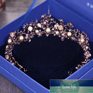 All-match Purple Crystal Wedding Bridal Tiaras Hairband Headpiece Black Princess Pageant Crown Bridal Hair Accessories