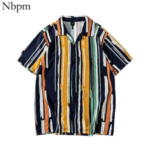 Sanatsal Sense Şerit kadın Gömlek Büyük Boy Vintage Giyim Üst Kadın Erkek Arkadaşı Streetwear Moda Tunik Yaz Bluzlar 210529