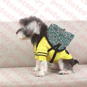 Grön Pet Bag Ryggsäck Hundkläder Med Traction Spänne Husdjur Ryggsäckar Mode Teddy Dogs Väskor Tillbehör