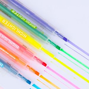 Highlighters Double-headed Stamp Highlighter Pen DIY Hand Account For Students Creativity Stationery 1 Set Of 6 6-color Marker Pens