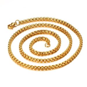 Fashion 3mm Box Chain Necklace For Men Women Gold / Black Silver Color Stainless Steel Jewelry Accessories 60CM Chains