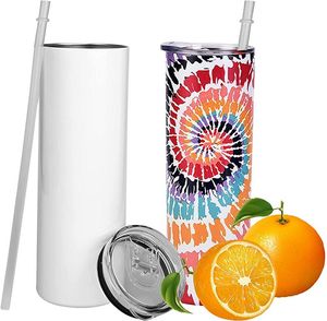 20oz Sublimation Tumblers Straight Tapered blank white tumbler with lid straw 20 oz Stainless steel vacuum insulated sippy cups bottle