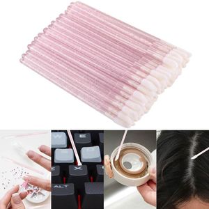 Makeup Brushes 500 Disposable Lip Brushes, Crystal Powder-filled Lipstick Applicator, Gloss Stick Pink