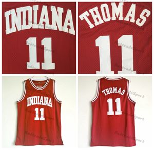 MI08 MENS 1981 VINTAGE INDIANA HOOSIERS ISIAH THOMAS 11カレッジバスケットボールジャージーホームレッドステッチシャツs-xxl