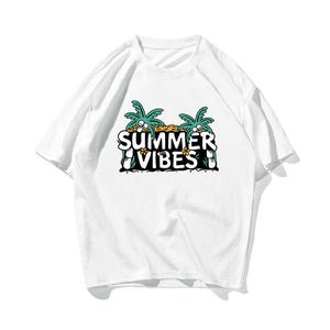 Coconut Tree Hip Hop Oversize Summer Vibes T Shirt Män Streetwear Harajuku Tshirt Half Sleeve Bomull Lös Hiphop T-shirt 210603