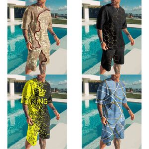 Wholesale types male suits resale online - Men s Tracksuit New Summer t Shirt Male Casual Suit Simple Type Short Sleeve shorts Oversized d Printing Piece Set