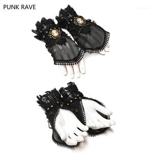 Ett par Punk Rave Fashion Novelty Lace Mesh Steampunk Classic Women Gloves Victorian WS2421