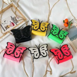 Bonita Crianças Butterfly Ombro Crossbody Bags Moda PU Couro Bebê Meninas Lantejoulas Moeda Princesa Carteira Mini Handbags