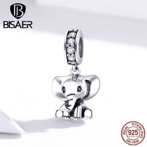 Authentic 925 Sterling Elephant Beads Charms fit BISAER Bracelets Silver 925 Jewelry ECC1338