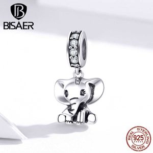 Autentici ciondoli con perline di elefante in argento sterling 925 adatti ai braccialetti BISAER Gioielli in argento 925 ECC1338