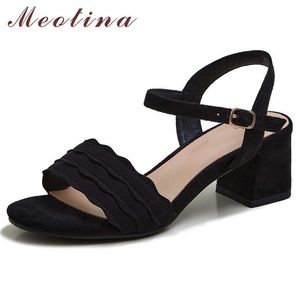 Meotina Sandali Donna Scarpe tacco alto Punta tonda Tacco largo Sandali donna Estate Scarpe dolci Donna Albicocca Nero Taglia grande 43 210608