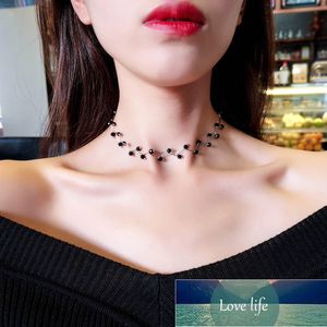 Nuovi arrivi moda calda collana di cristallo nero Kolye Collier semplice croce filo girocolli in rilievo collane gioielli da donna