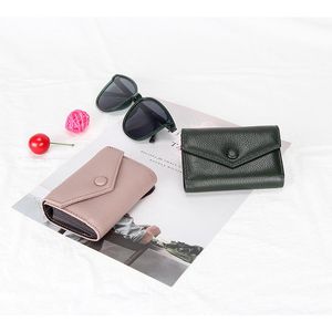 Card Holders Genuine Leather Men And Women Holder Small Zipper Wallet Solid Coin Purse Accordion Multi-card Slot Document Bag