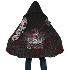 Wholesale hooded cloaks for women for sale - Group buy Men s Wool Blends Viking Style Odin Cloak Blood D Printed Hoodie For Men Women Winter Fleece Wind Breaker Warm Hood