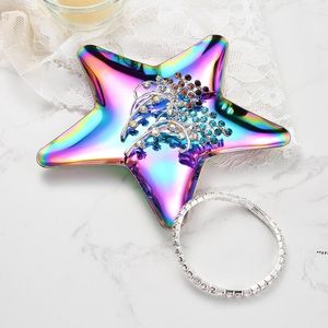 4 Colors Storage Mirror Tray Star Shape Fruit Plates Jewelry Display Tray Stainless Steel Desktop Dessert Dish Decor RRA10808