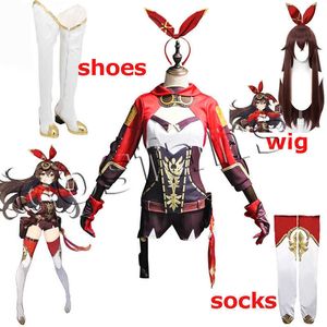 Anime Genshin Impact Amber Game Suit Lovely Dress Uniform Cosplay Costume Halloween Party Outfit per le donne Ragazze Y0903