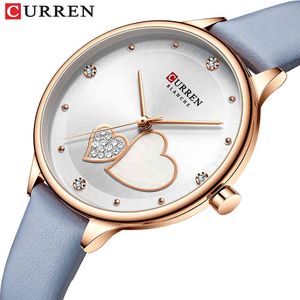 CURREN Damenuhren Top-Marke Luxus-Lederarmband-Armbanduhr für Damen Rose Clock Stilvolle Quarz-Damenuhr 210517