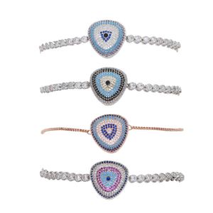 Micro Arrival Time-limited Women Pave Cz Turquioses Bezel Tennis Chain Fashion Turkish Evil Eye Slider 2021 Girl Bracelet