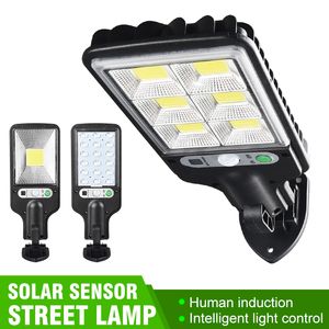 18LED 72COB 30COB Solar Wall Light PIR Sensor Sensor Control 3 Modes Vattentät Utomhus Trädgårdsljus Fjärrkontroll