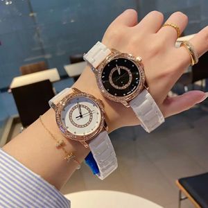 Brand Watches Women Girl Crystal Style Ceramic Band Quartz Wrist Watch CHA64