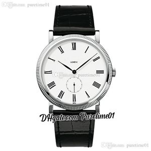 2022 Calatrava 5119G-001 Relógio masculino automático 40 mm Caixa de aço Mostrador branco Marcadores romanos Pulseira de couro preto 11 estilos de relógios Puretime01 E11a1