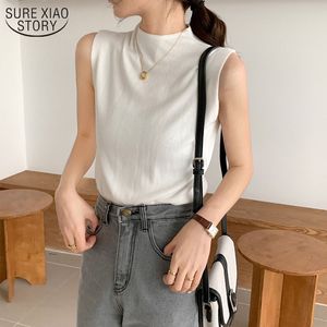 Sexy Knitted Top Summer Turtleneck Tank Female Sleveless T-shirt Vest Casual Women Camisole Blouse Sleeveless Slim 13122 210508