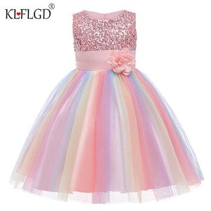 New girl PrincSequin patchwork lace dr2-12-year-old children's family party dinner sequin evening dress X0803