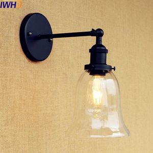 Vägglampor iwhd balck glas retro loft hem belysning industriell vintage sconce edison led trappljus arandela de parede