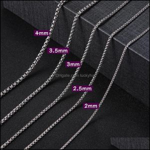 Chains Necklaces & Pendants Jewelryteamer Round Box Stainless Steel Mens Necklace Womens Chain Thick Jewelry Aessories 2Mm,2.5Mm,M,3.5Mm,4Mm