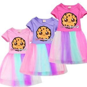 Nowe dziecięce sukienki dla dziewcząt ciastka bawełniana wirowa c hurtownie ubrania masowe maluch dziewczynka sukienki letnie eleganckie małe dziewczynki kostium Q0716