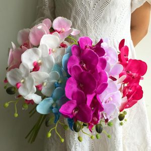 Decorative Flowers & Wreaths One Artificial Phalaenopsis Orchid Flower Stem Faux Butterfly Moth For Wedding Centerpiece