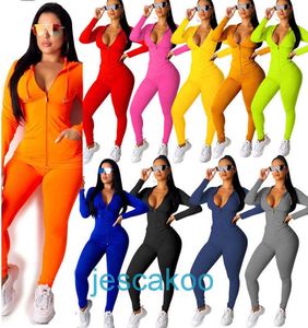 Womens Designer Tracksuits Sportswear Manga Longa Jaqueta Calças Hoodie Legging Duas Peças Set Outfits Bodycon Sports Set 877