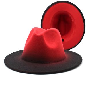 Fedoras الإناث الذكور فيلت فيدورا قبعة للنساء الرجال المرقعة واسعة بريم القبعات امرأة رجل الجاز بنما قبعة السيدات الخريف الشتاء قبعات بالجملة