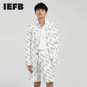 IEFB Men's Clothing Jackets And Shorts Are Sold Separately Two Pieces Set Korean Loose Letter Full Print Ins Trend Suit + Shorts X0909