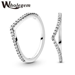 Wholesale v shaped engagement rings resale online - Wedding Rings SCALLOPED V Shaped Engagement Ring Shining Zircon Temperament Crown Design Party Women Fashion Jewelry Couple Gifts