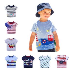 Bebek Erkek T Shirt Çocuk Tee Gömlek Yaz Dino Tshirt Kısa Kollu Çok Renkler Çocuklar Top 100% Pamuk 18 ay 2 3 4 5 6 T 210413