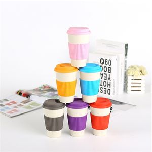Creative Bamboo Fiber Water Cup Eco-Friendly Coffee Mugs Degradable Plastic Milk Bottle Customized Service Supported 210804