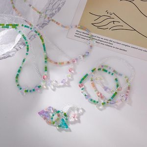 Cluster anéis fofo cor doce transparente pequena flor borboleta borboleta cordão para mulheres meninas festa jóias
