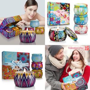 Scented Candles Gift Set Soy Portable Travel Tin Candle Put into Fragrance Essential Oils For Valentine's Day Birthday Gifts 4pcs/set