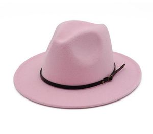 2021ビンテージ女性エレガントなソリッドフェルトFedora Hat Bandワイドフラットブリムジャズ帽子スタイリッシュなTrilby Panama Caps