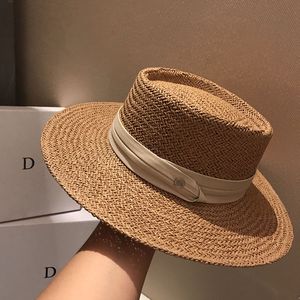 ヴィンテージの手作りのわらきビーチの帽子夏休み日焼け止めキャップ屋外旅行カジュアルキャップユニセックスフラットトップワイドブリム帽子