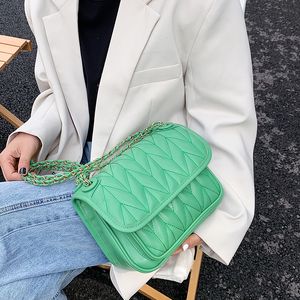 Sacos Crossbody Summer Verde Pequeno PU Couro para Mulheres 2021 Tendência Lady Cadeia Branded Trending Shoulder Handbags Designer