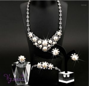 Earrings & Necklace Kfvanfi Zinc Alloy Rhinestones Simulation Pearls Flower Jewelry Set Party Engagament Wedding Jewellery Bridal For