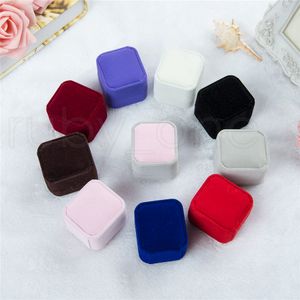 Hochzeitsbevorzugungen Velvet Schmuck Aufbewahrungsbox Ohrring Square Elegante Ehering Koffer Halskette Container Geschenkboxen