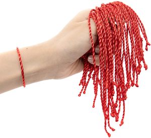 Handmade Lucky Red String Rope Bransoletka Regulowany Fengshui Good Luck Bransoletka Moda Bangle Dla Kobiet Biżuteria Dokonywanie -100 Pack