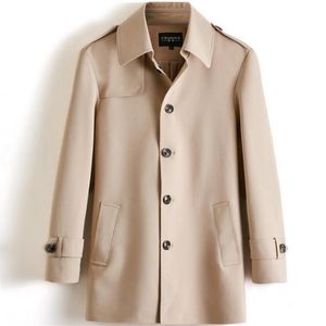 England Herren Trenchcoats Gabardina Hombre Mode Mann Kurze Kleidung Einreiher Mantel Langarm Khaki Schwarz Männer