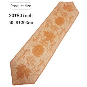 Thanksgiving Table Runner Maple Leaves Pumpkin Tabeller Cloth Flag Höst Familj Bordduk Dekoration 20 * 80inch Party Supplies CGY69